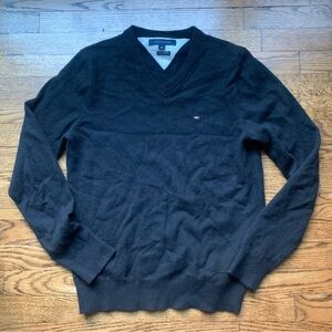 Tommy Hilfiger 100% Cashmere V-Neck Black Sweater Mens Sz Medium M
